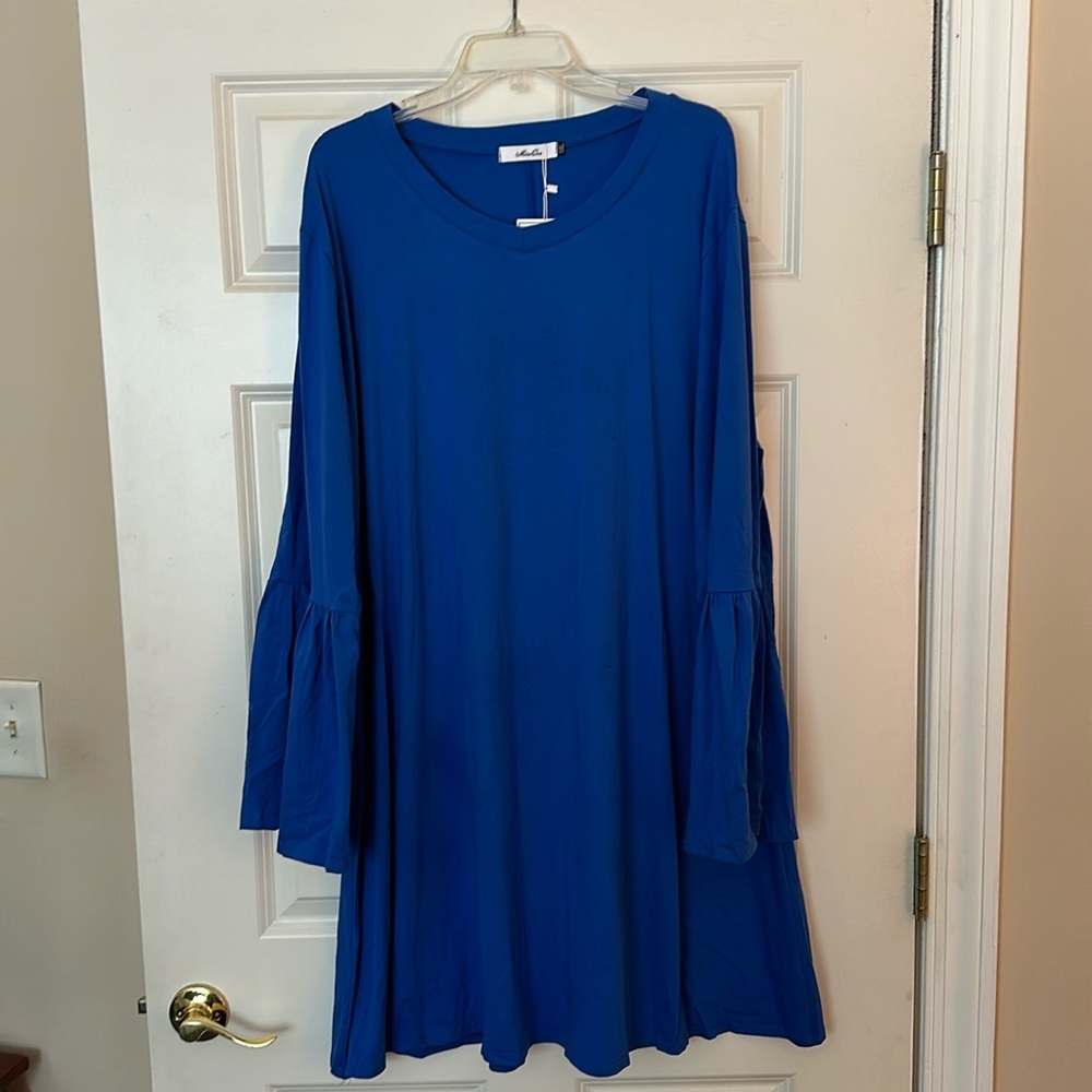 Corn silk blue dress with bell sleeves